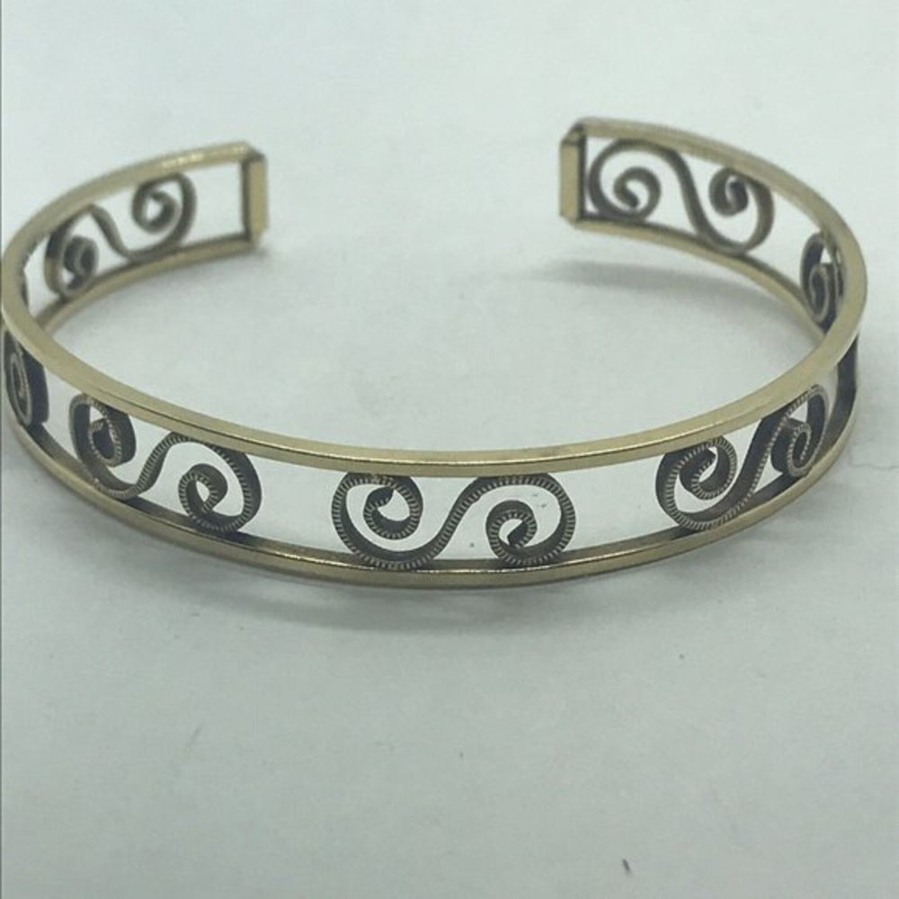 Krementz 12k Gold Filled Nouveau Open‎ Work Spirals Bracelet estate art deco